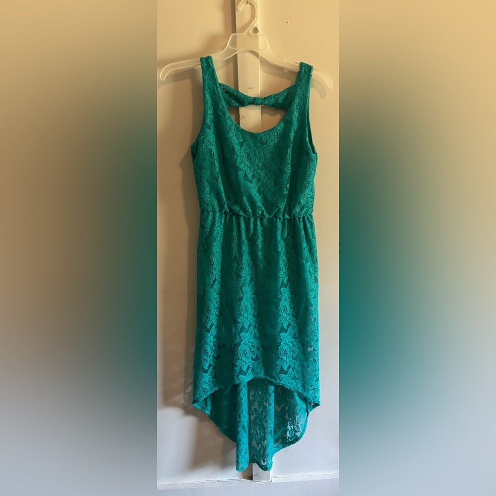 Green Lace High Low Dress